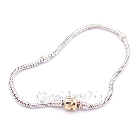 Authentic PANDORA Sterling Bracelet with 14K Gold Clasp - Picture 6 of 12